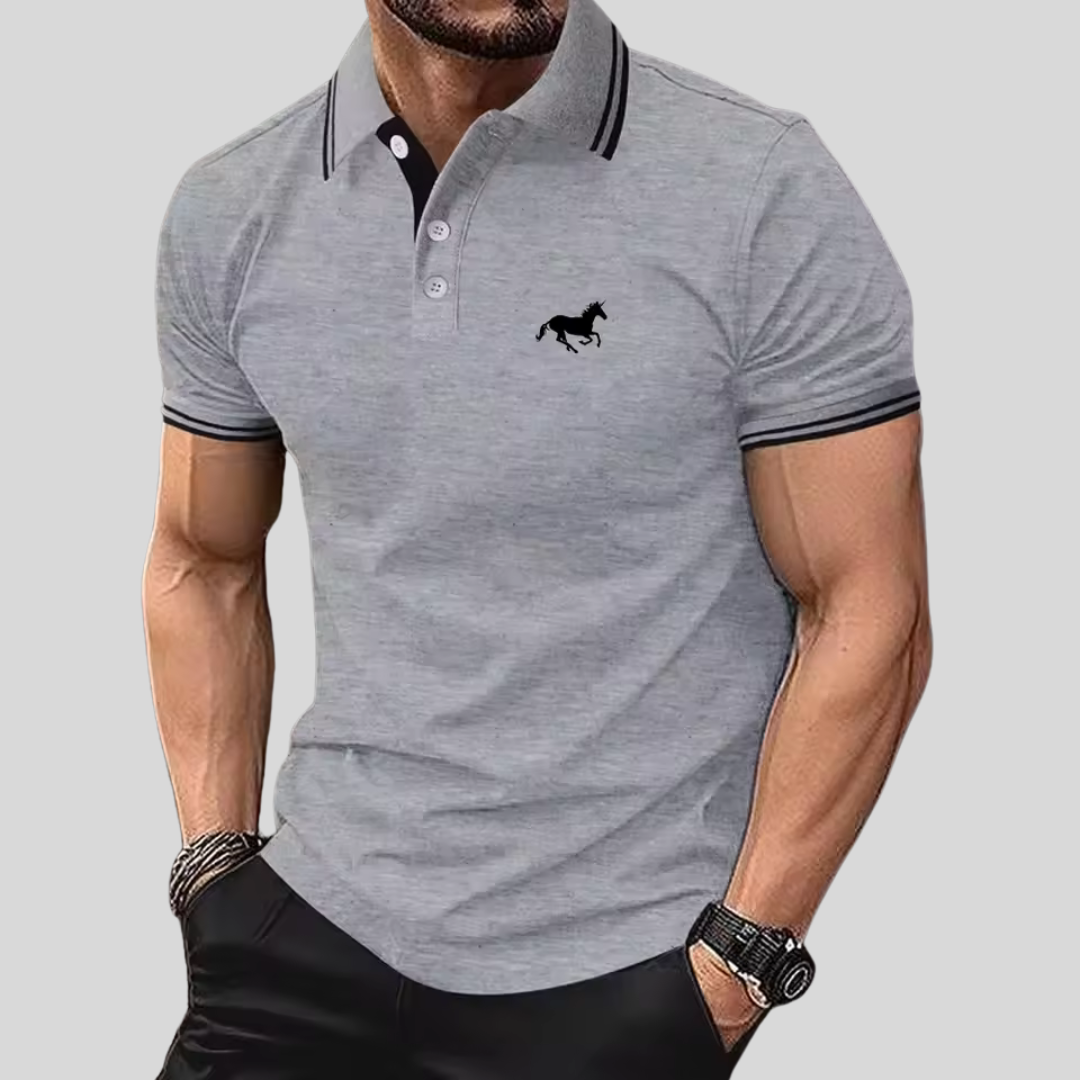 Wilhelm™ – Afslappet T-shirt med Knaplukning og Polo-krave