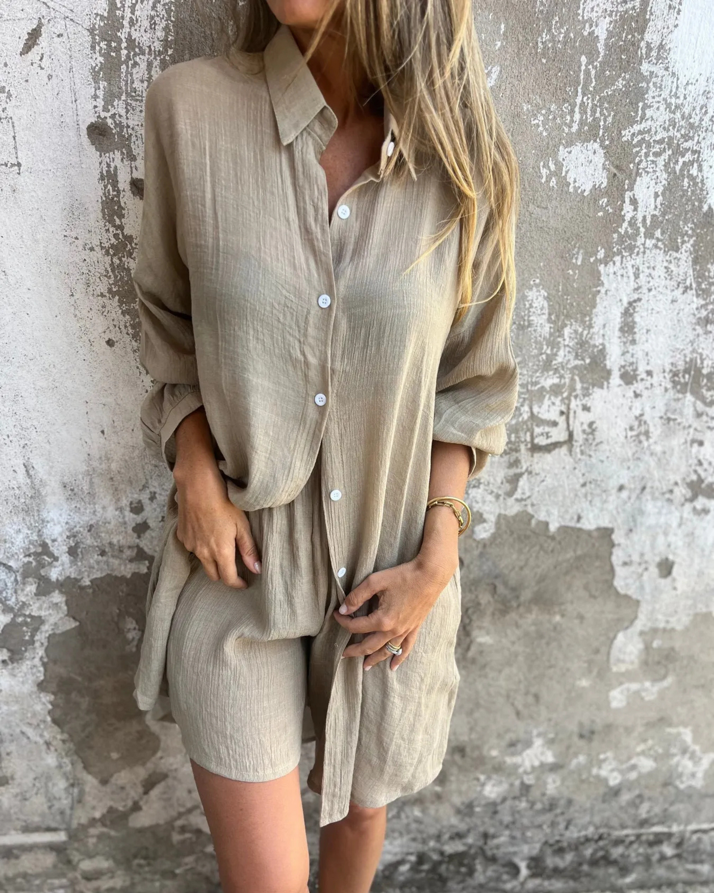 Magdalena™ - Afslappet Chic Skjorte- & Shortsæt