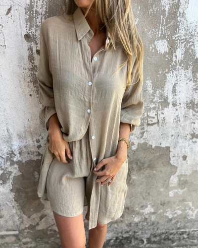 Magdalena™ - Afslappet Chic Skjorte- & Shortsæt