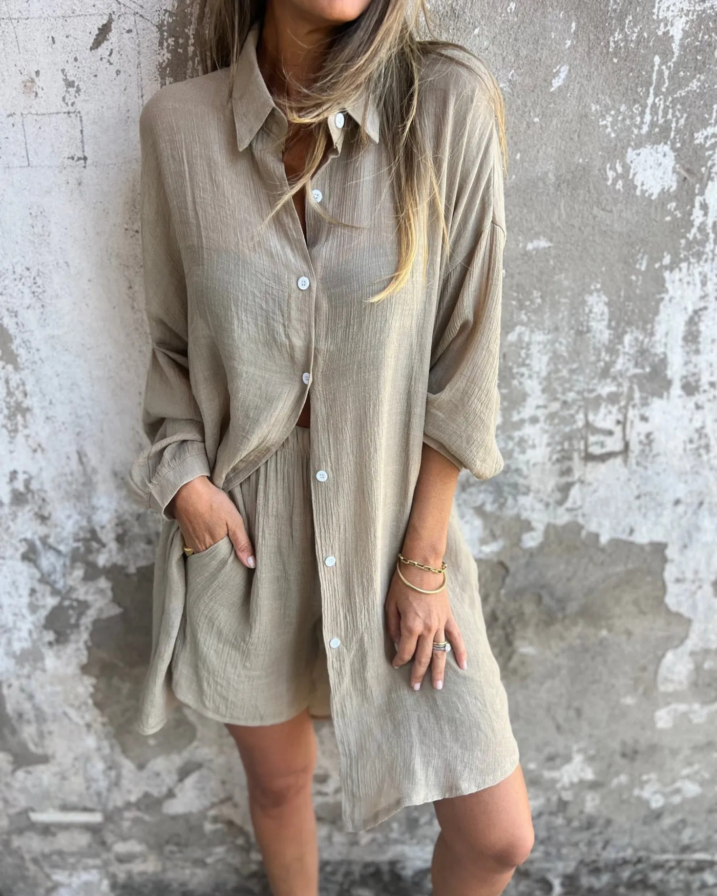 Magdalena™ - Afslappet Chic Skjorte- & Shortsæt