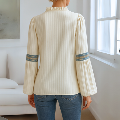 Ania™ – Elegant V-udskåret Blondebluse