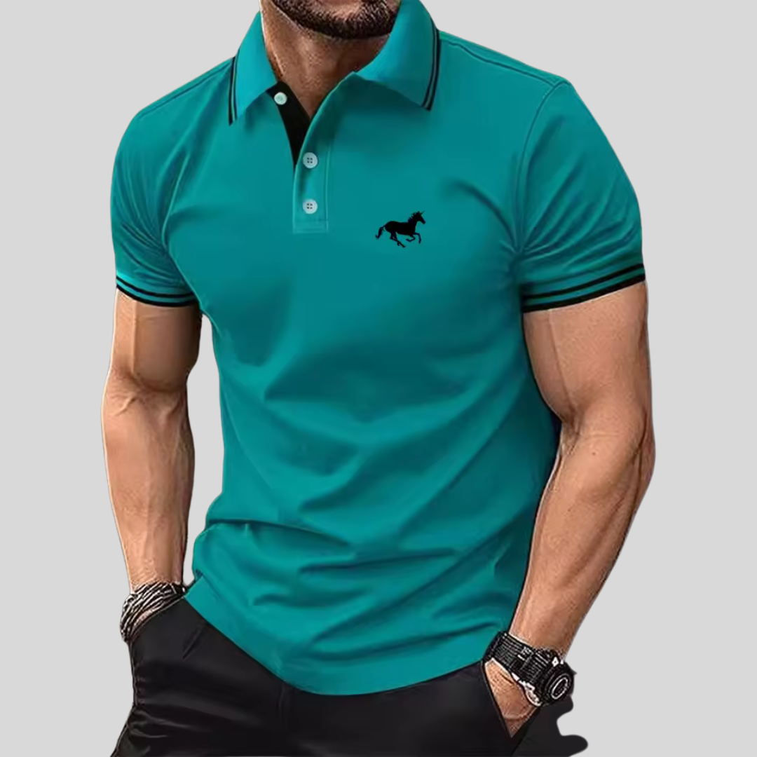 Wilhelm™ – Afslappet T-shirt med Knaplukning og Polo-krave