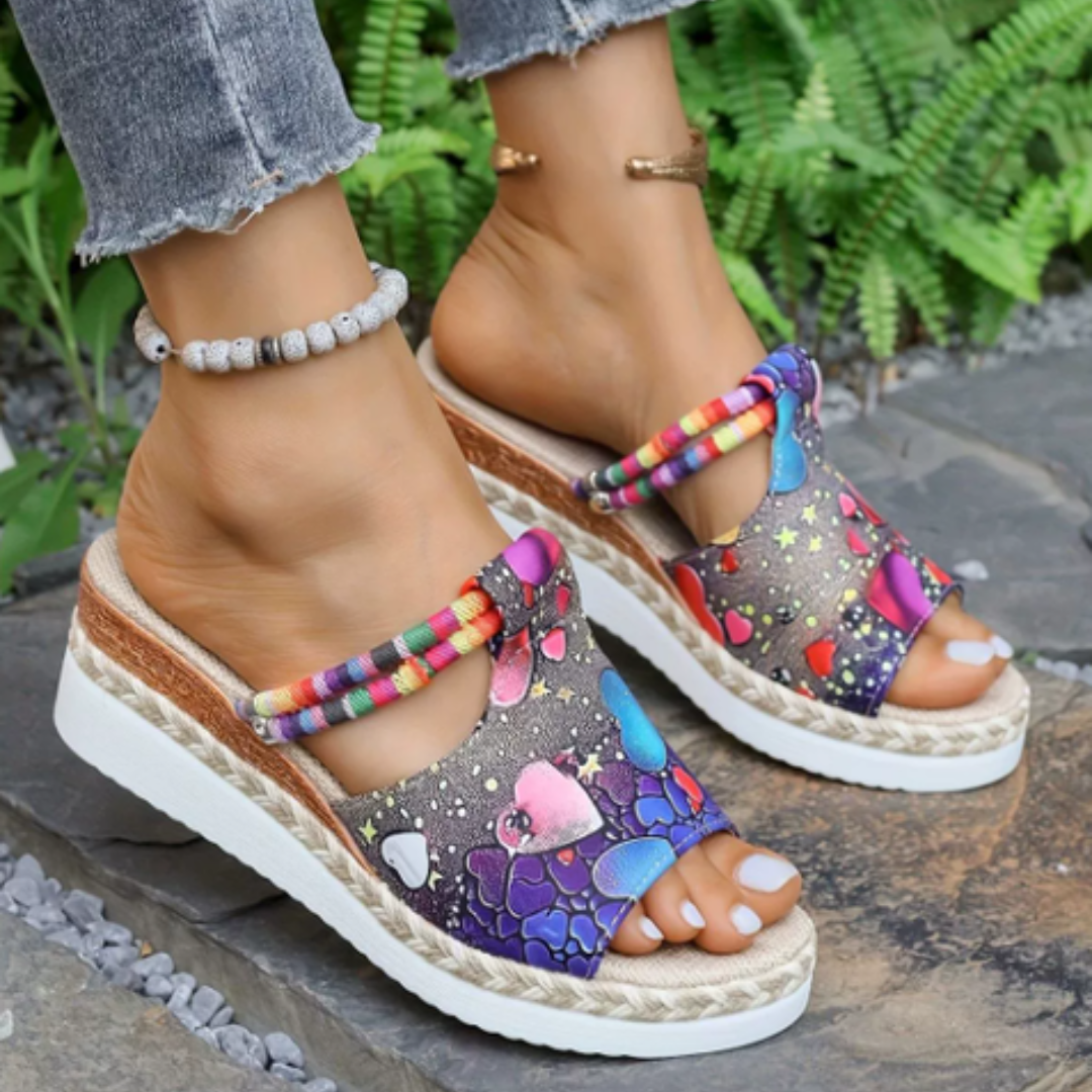 Delyth™ – Stilfulde & Farverige Kilesandaler