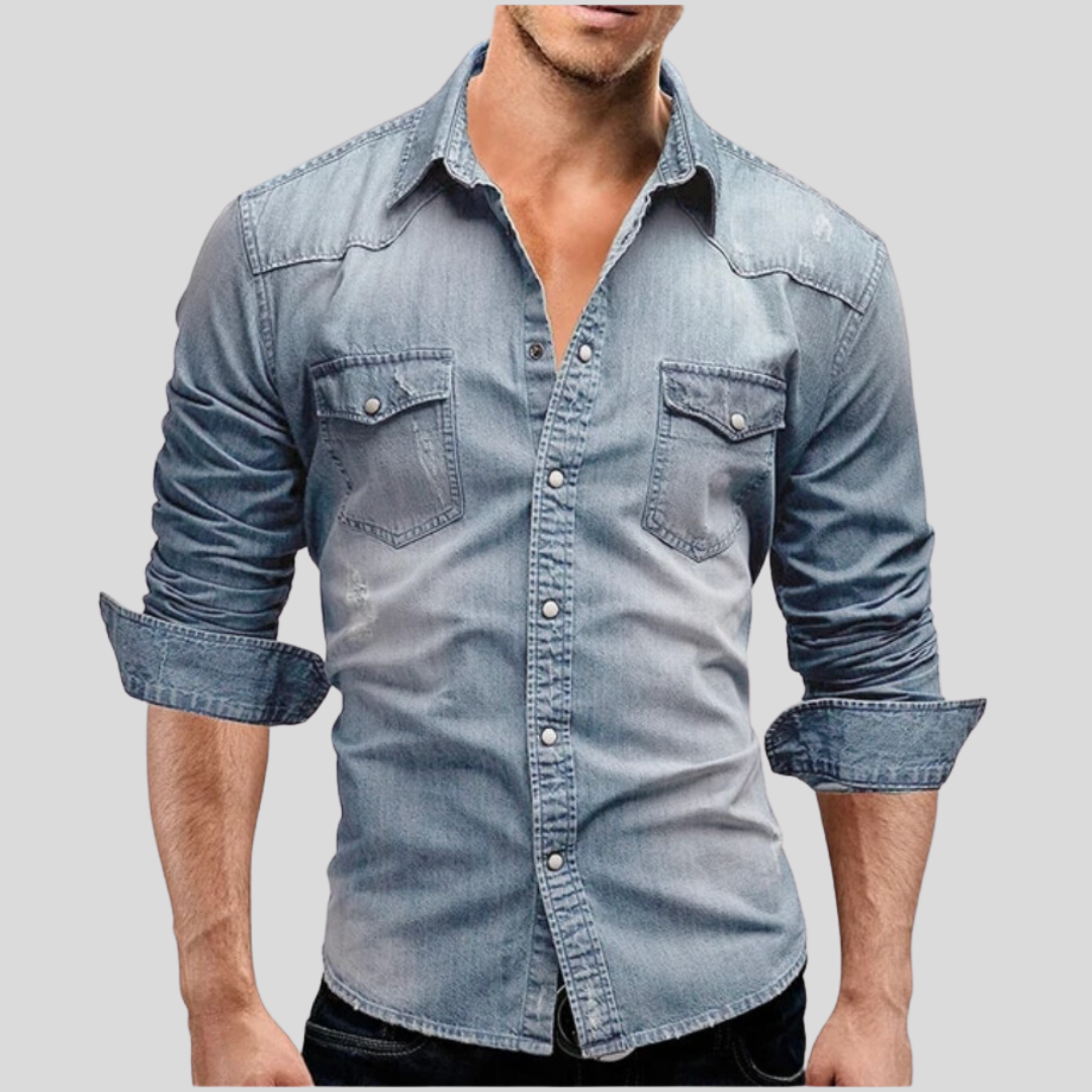 Marcus™ – Moderne og Stilfuld Jeansskjorte