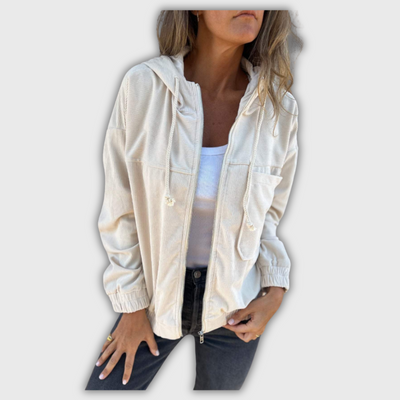 Femke™ – Retro Fløjlsjakke med Stil og Hætte