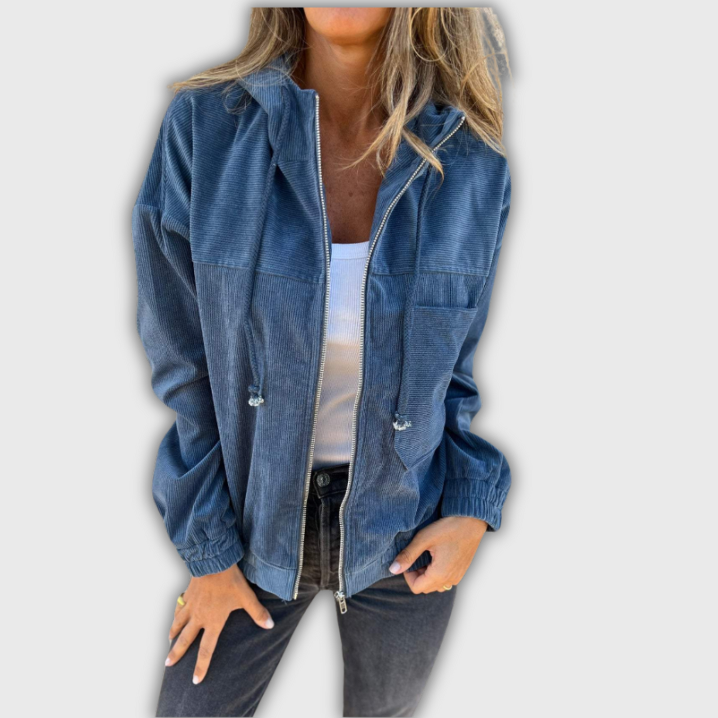 Femke™ – Retro Fløjlsjakke med Stil og Hætte