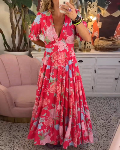 Katerina™ – Behagelig Blomstret Kjole med Lommer