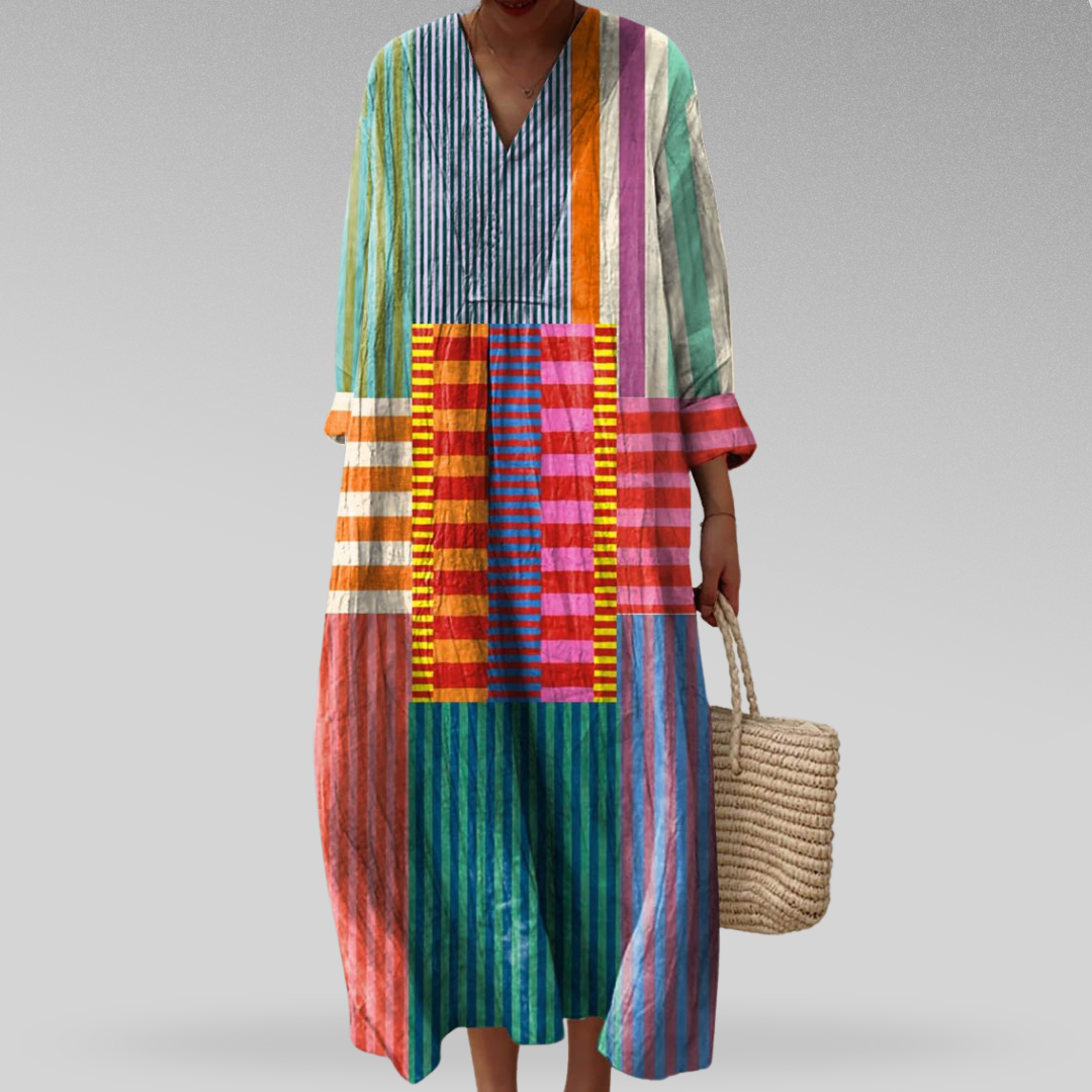 Naomi™ | Farveblok-Breeze-Maxikjole