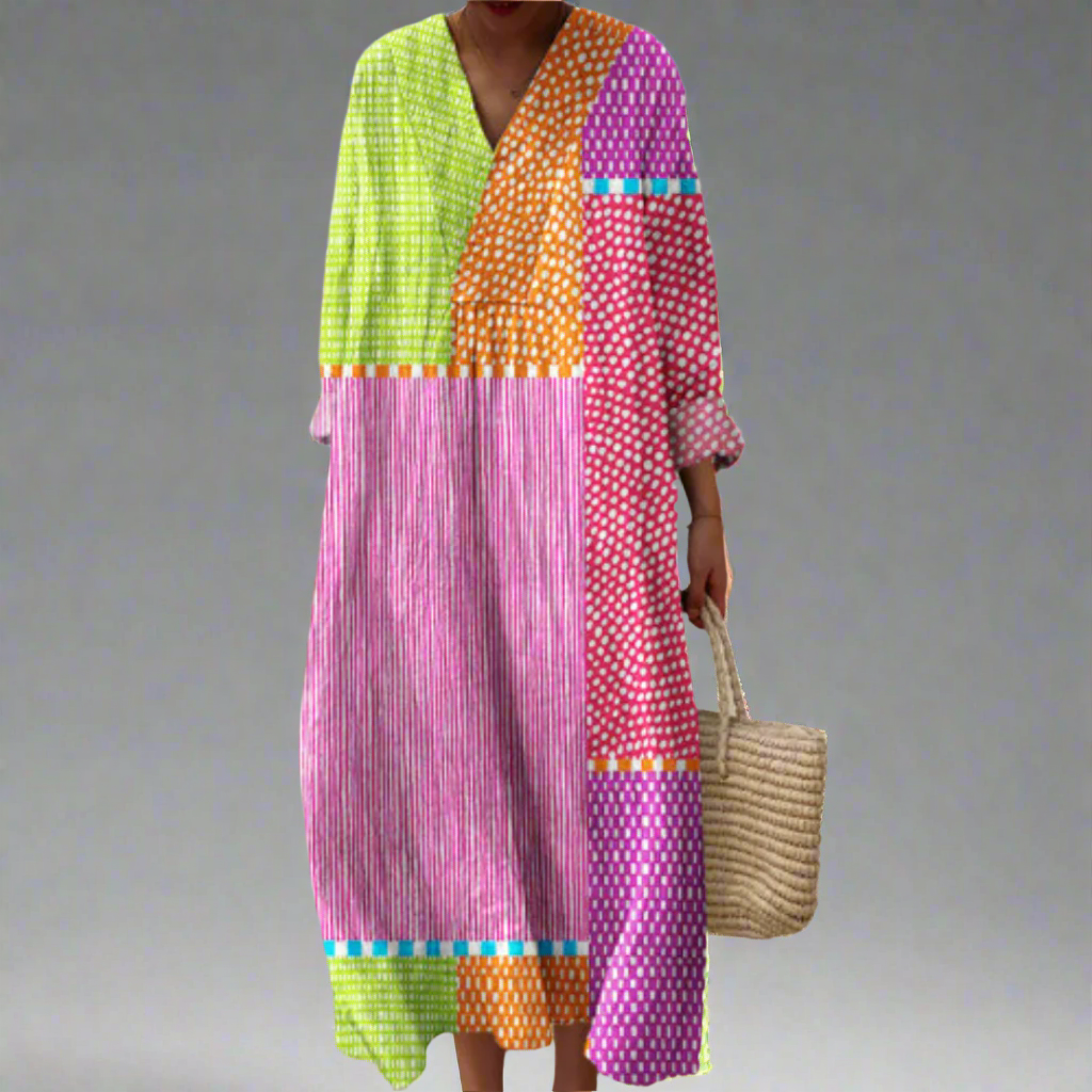 Ruby™ | Maxikjole med patchwork og polka-prikker