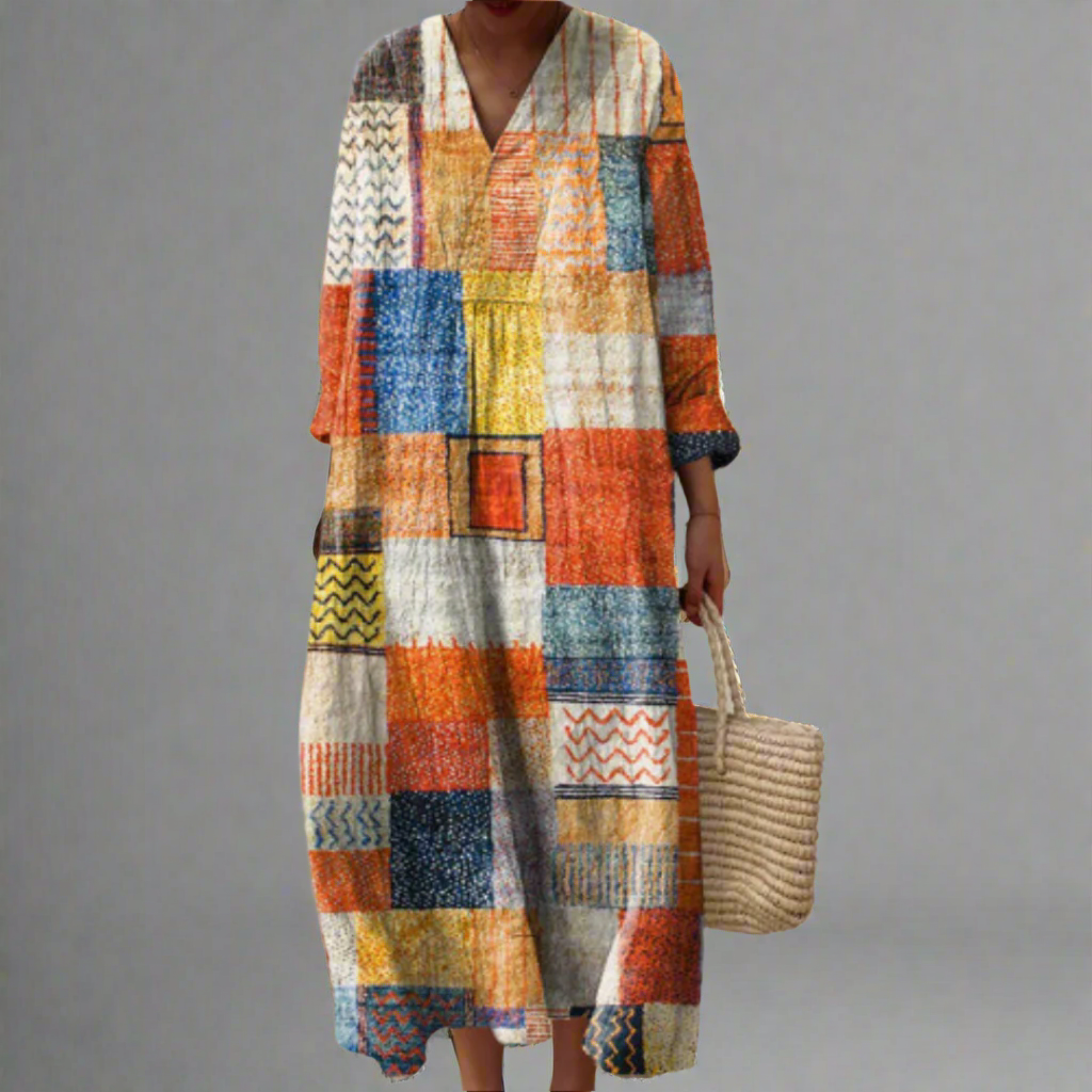 Hazel™ | Patchwork Harmony Boho Maxikjole