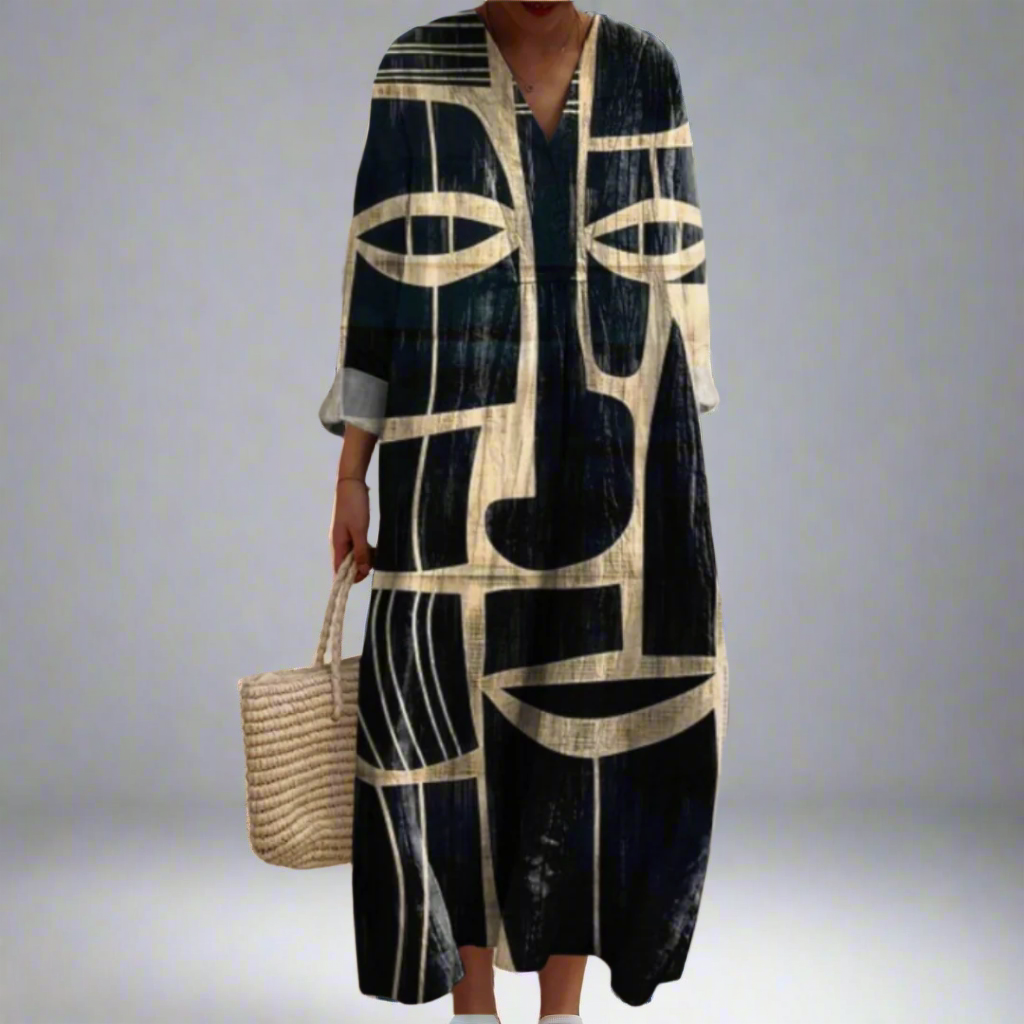 Lorna™ | Tribal-inspireret kunstnerisk midi-kjole