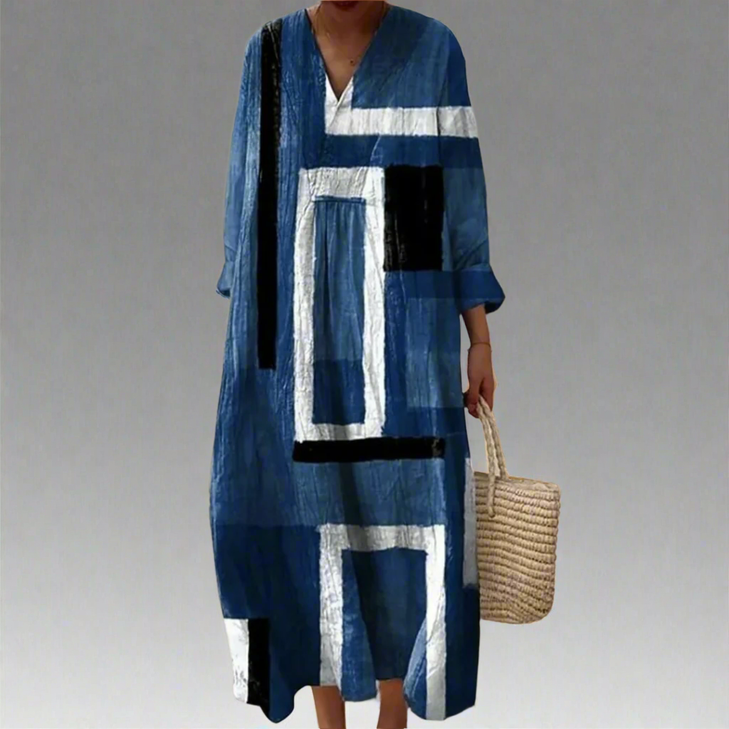 Monique™ | Abstrakt Marineblåt Locker Maxi-Kjole
