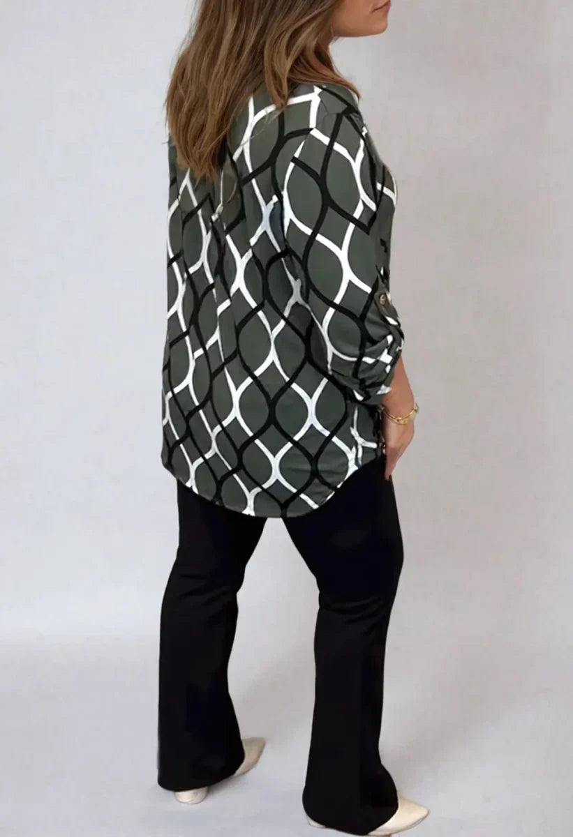 Ottilie™ – Afslappet Langærmet Bluse med Elegant Mønster