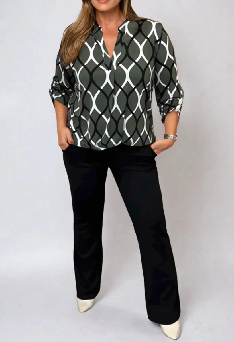 Ottilie™ – Afslappet Langærmet Bluse med Elegant Mønster