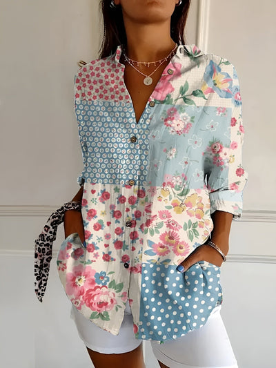 Cerelia™ – Stilfuld Bluse med Blomstermønster