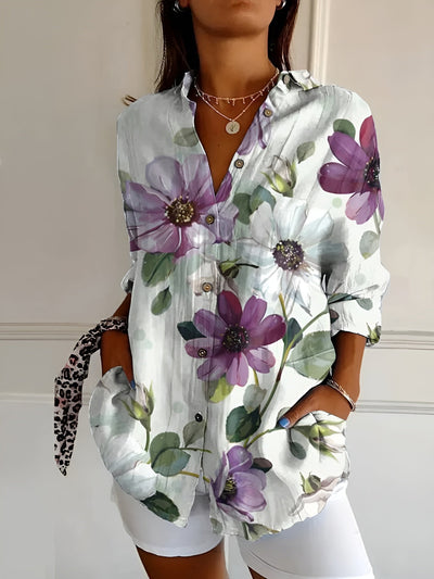 Cerelia™ – Stilfuld Bluse med Blomstermønster