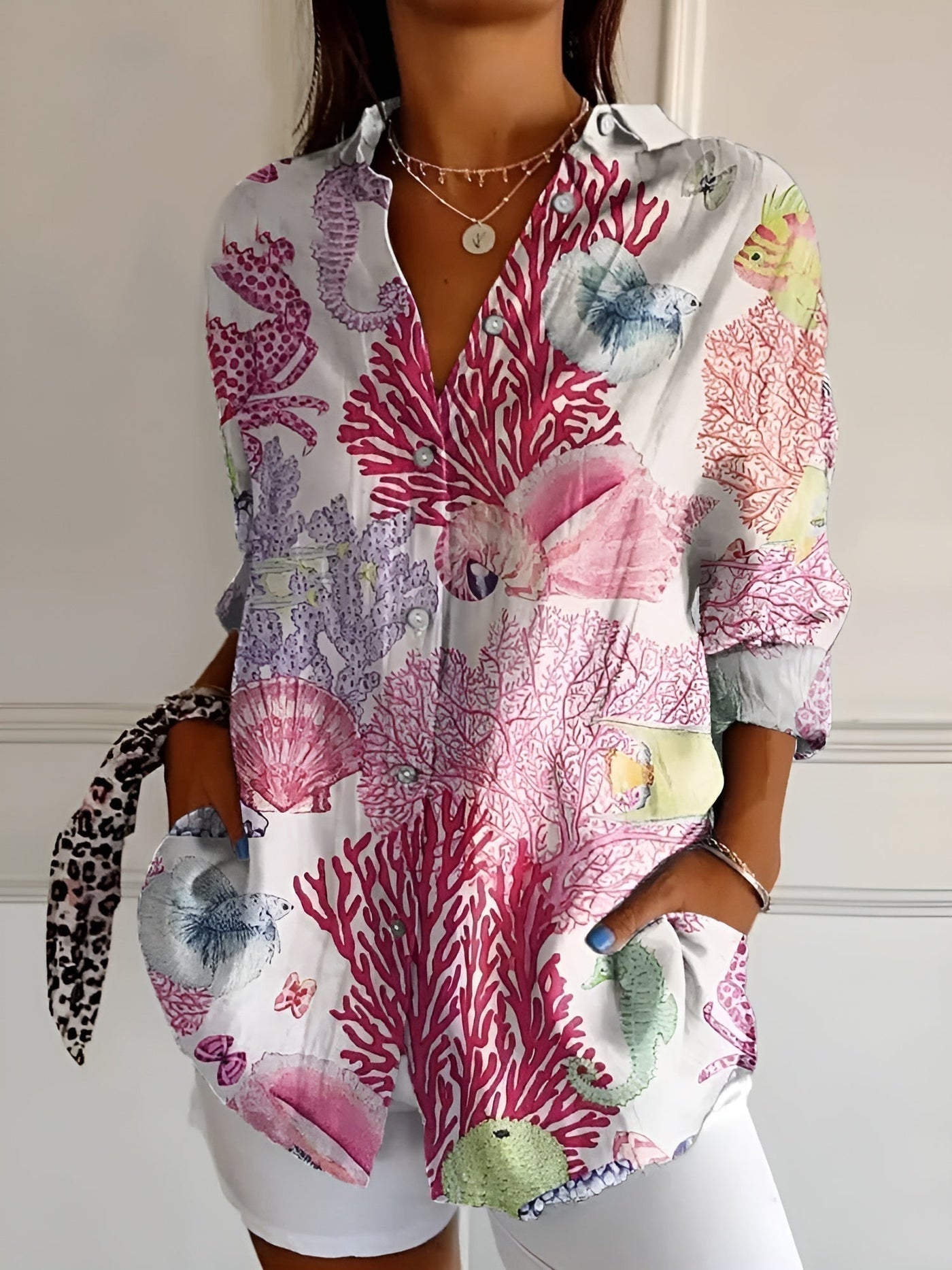 Cerelia™ – Stilfuld Bluse med Blomstermønster
