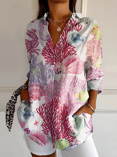 Cerelia™ – Stilfuld Bluse med Blomstermønster